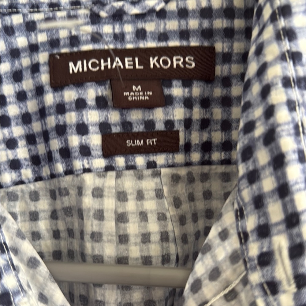 Michael Kors Blue and White Gingham Casual Shirt - Picture 3 of 4